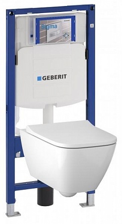 Комплект инсталляции Geberit Duofix UP320 111.300.00.5 с подвесным унитазом Geberit Smyle Square 500.683.01.1 + крышка-сиденье с микролифтом - фото Geberit (Геберит) Shop